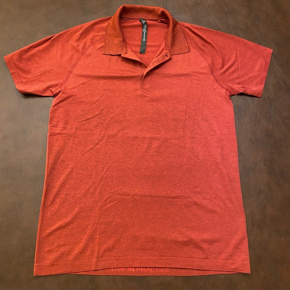 LULULEMON Dark Red Metal Vent Tech Polo 2.0 Top Shirt L